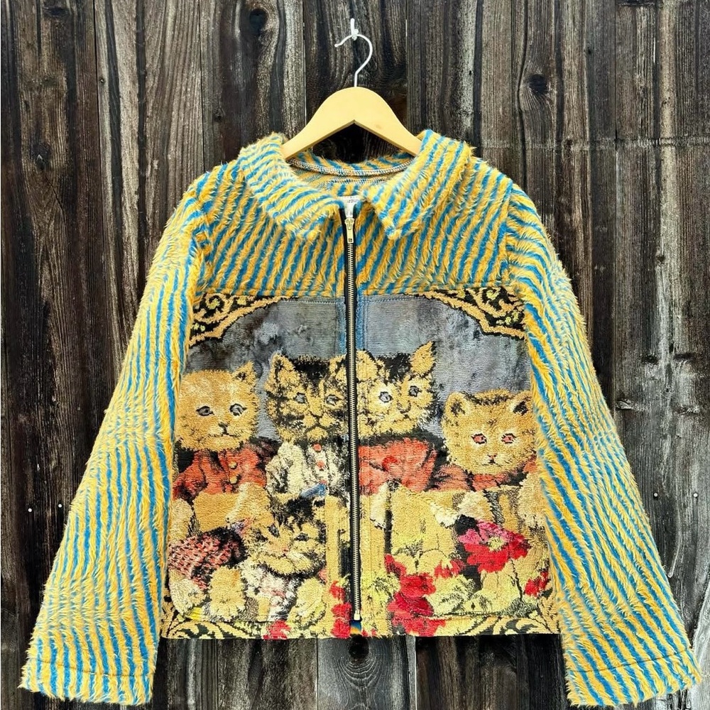 Vintage Cat Jacket - Handmade 🪡🧵